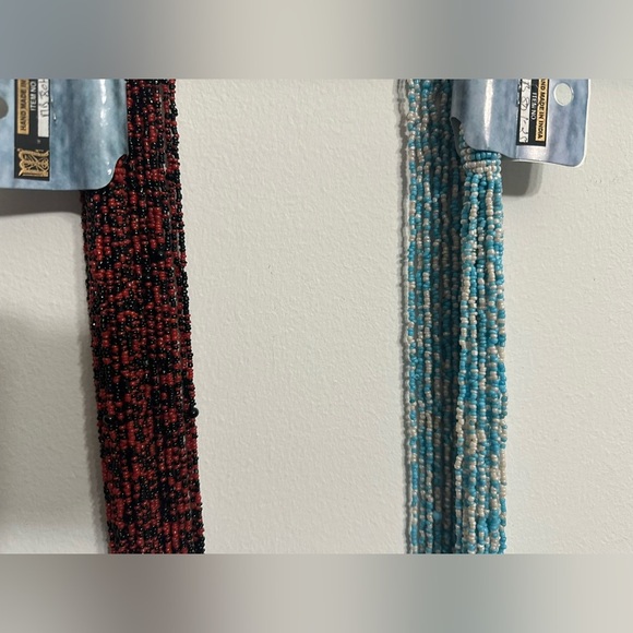 Seed bead scarf x2 red and black, blue and white Y2K 
Handmade Festival boho - Picture 5 of 9